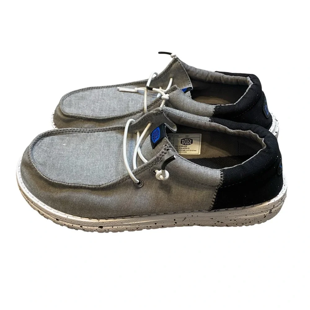 Hey Dude Shoes Men 6 EU 38 Gray Slip On Casual Loafers Coastal